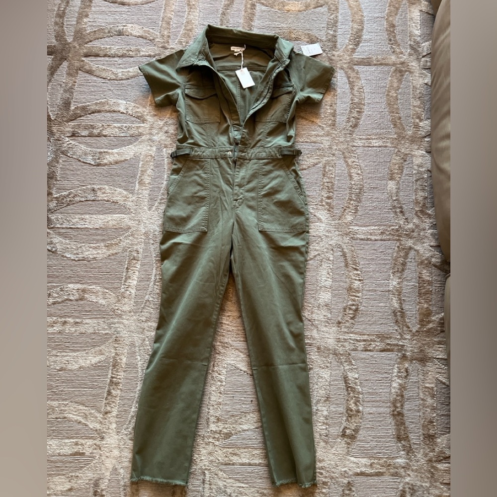 Good American fit for success jumpsuit size 2 medium in fatigue wash olive green